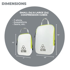 Compression Packing Cubes for Travel (3 Piece, White & Green)